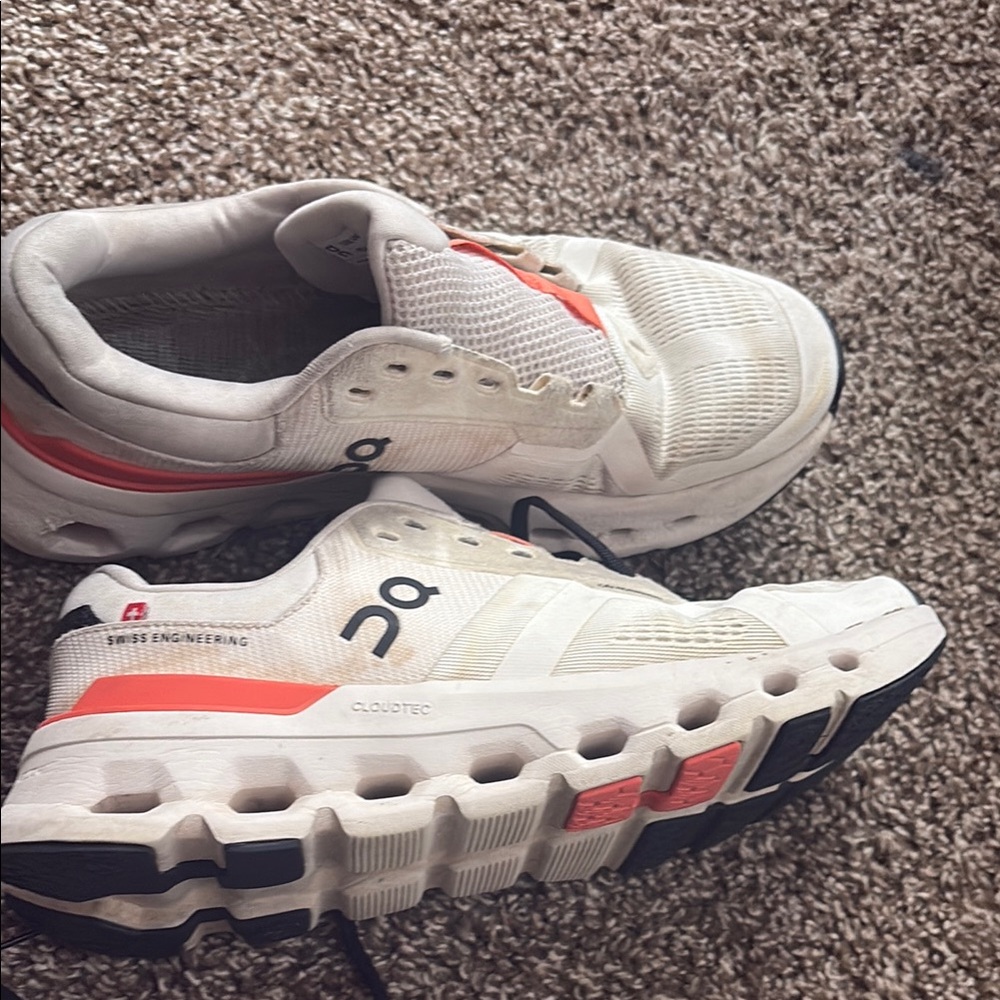 On Cloudtec White & Coral Running Shoes